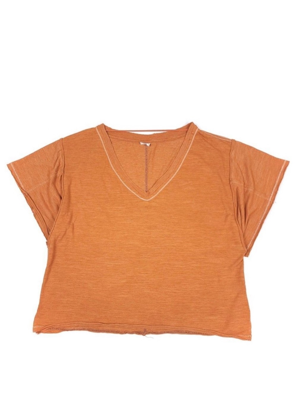FREE PEOPLE We The Free Oversized Vneck Dolman Short Sleeve Tee Rust Women Small